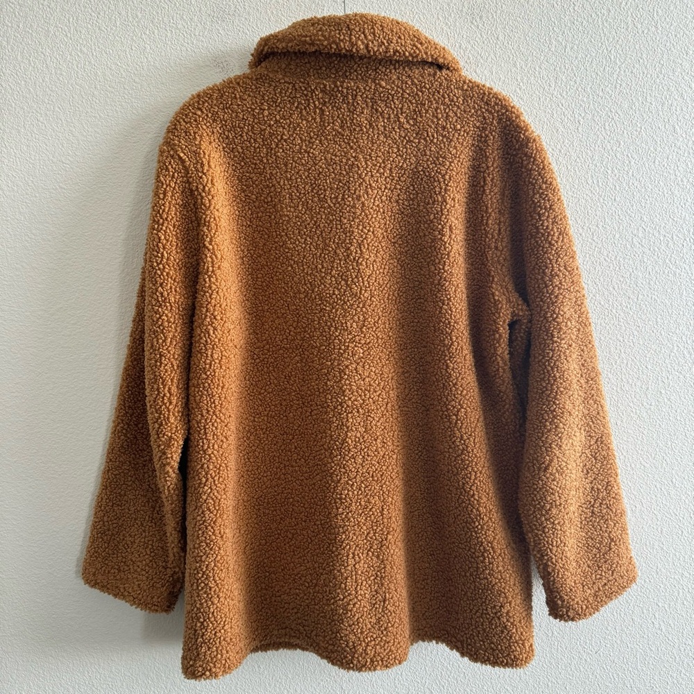 Lucky Brand Faux Fur Teddy Coat Jacket Tan Brown Cozy Fall Winter - Picture 6 of 10